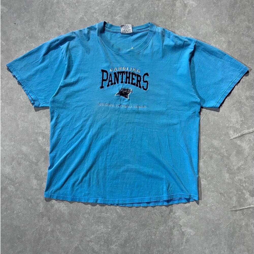 90s Vintage Caroline Panthers Baby Blue Embroidered T Shirt Size XXL